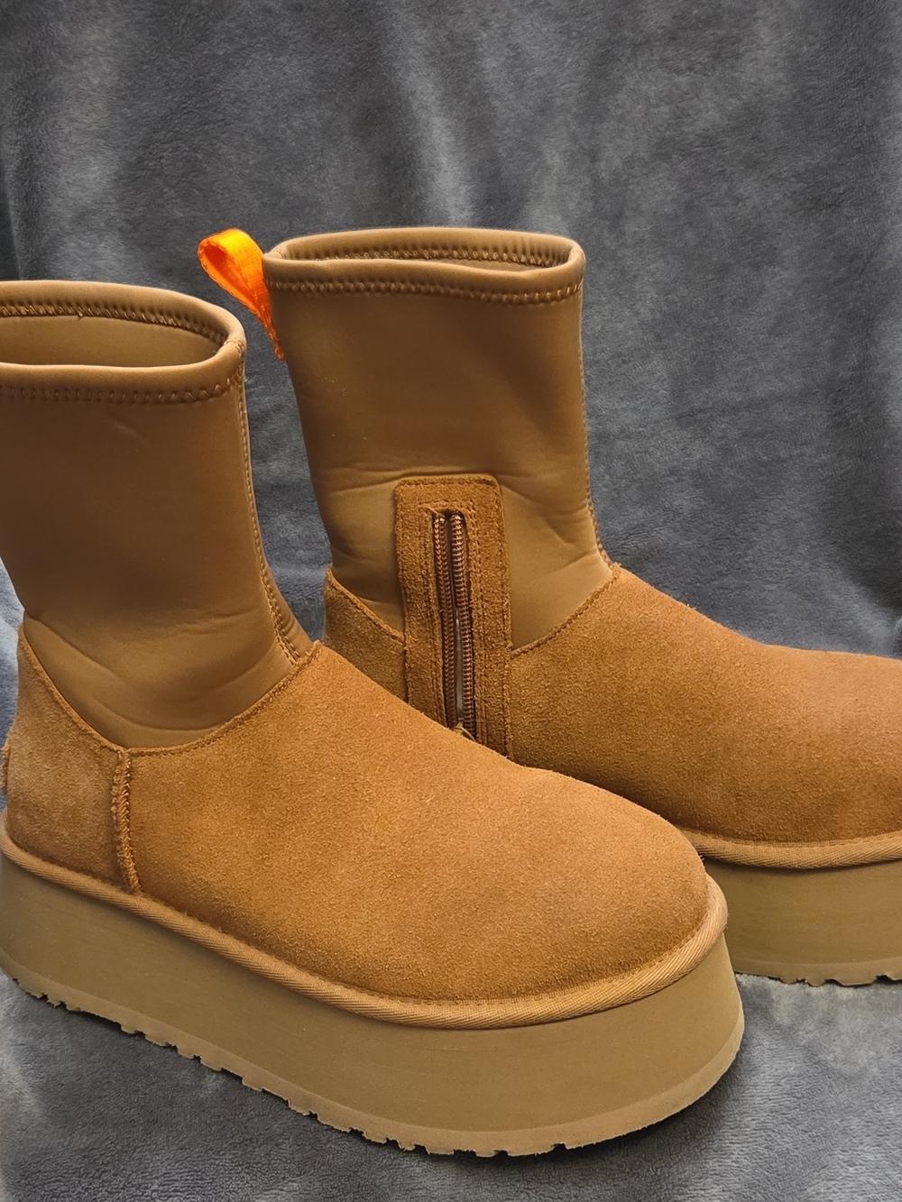 UGG Women's Platform Ankle Boots - Tan with Orange Pull Tab
